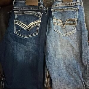 Two-Tone Denim Jeans with Contrast Stitching
